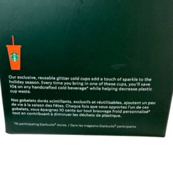 NWT Starbucks | 5 - Pack Glitter Christmas Reusable Cold Cups with Lids & Straws - Picture 4 of 8